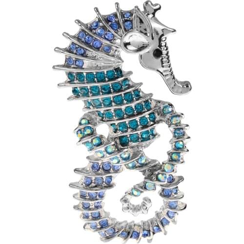 CINDY XIANG Cute Animal Brooch Pins For Women Corsage Rhinestones Colorful Hippocampus Brooches Men Coat Party Jewelry Gifts