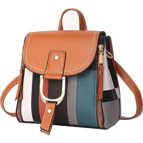 WOMENS Bag Back Destroyed Dual Use 2019 New Style Autumn And Winter Small Backpack Plaid Contrasting Color Shoulder Bag Shoulde