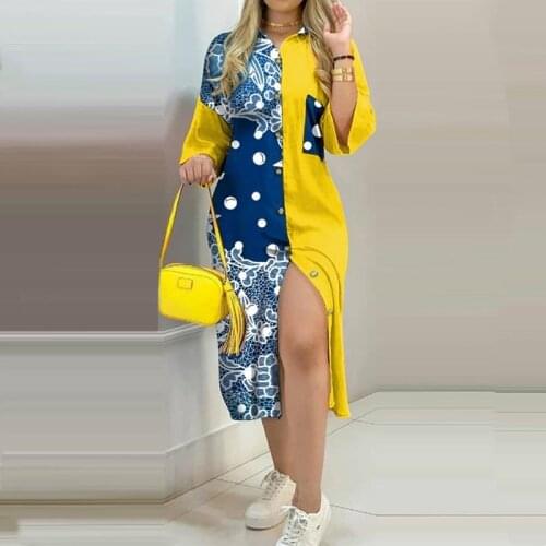 Ladies Dress Fashion Color Matching Slim Short-Sleeved Shirt Dress Casual Home Street Commuter Plus Size Dress Women