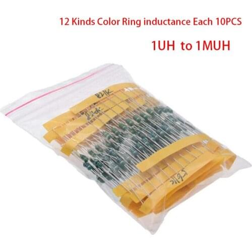 0307 DIP 1/4W 12 Kinds Color Ring inductance Each 10PCS Inductors Assorted Set Kit 1UH 10 22 33 47 100 150 220 330 470 560 1MUH