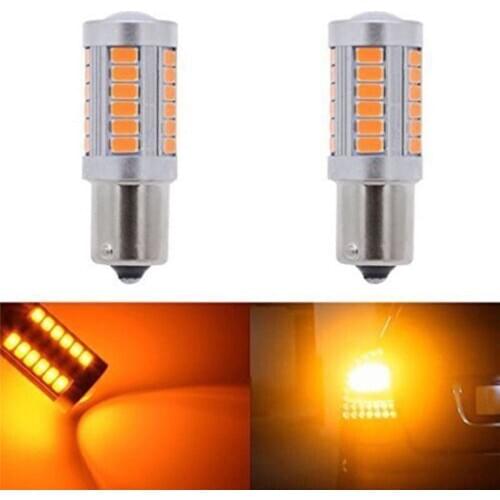 1pair 12V Yellow Amber P21W 1156 BA15S LED Bulb 5730 SMD Turn Signal Bulb Brake Light Auto Reverse Lamps