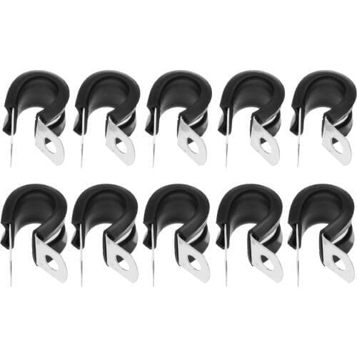 10pcs Stainless Steel P Clip Bracket Wire Cable Hose Pipe Clips 12mm Rubber Coated P Clamps