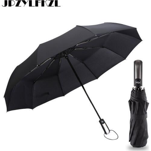 2018 Hot Sale Wind Resistant Fully-automatic Umbrella 3 Folding 10 Ribs Fiberglass Strong Windproof Rain For Women Men Paraguas