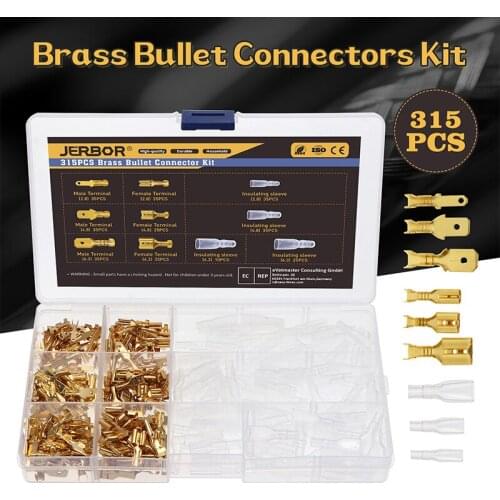 315/450Pcs Quick Splice 2.8mm 4.8mm 6.3mm Male And Female Wire Spade Connector Wire Crimp Terminal With Insulating Assortment