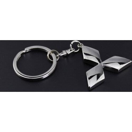 3D long chain styling car keychain for Mitsubishi badge metal pendant keyring mens business gift key rings 4S auto accessories