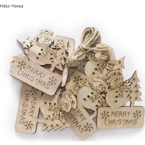 5pcs Mixed Christmas Series Wooden Chip for Scrapbooking Christmas Tree Hanging Festival Home Party Decor Accessories 60mm
