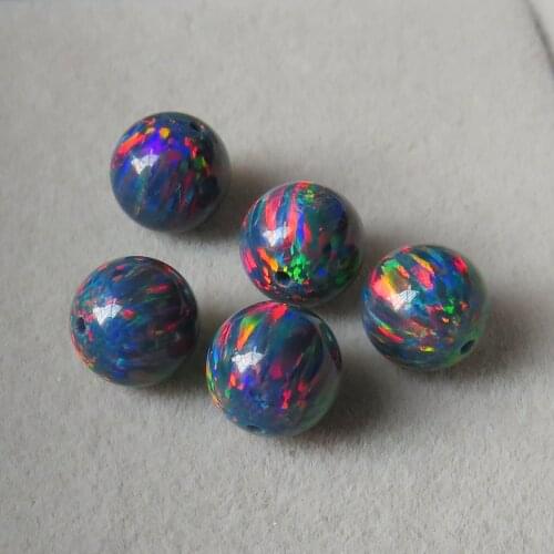 50pcs /lot OP33 Black Opal 8mm Round Opal Full Drilled Synthetic Round Opal Beads ,Loose Opal Beads For Necklace