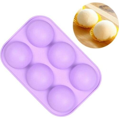 6 Half Ball Sphere Purple Silicone Duable Cake Mold Chocolate Cookie Candy Baking Mould Household Kitchen Pastry Accessories