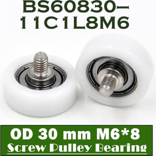 608ZZ Screw Pulley Bearing OD 30 mm M6*8 ( 2 PCS ) Doors and Windows Roller Mute Wheel POM 608 Plastic Covered Bearings