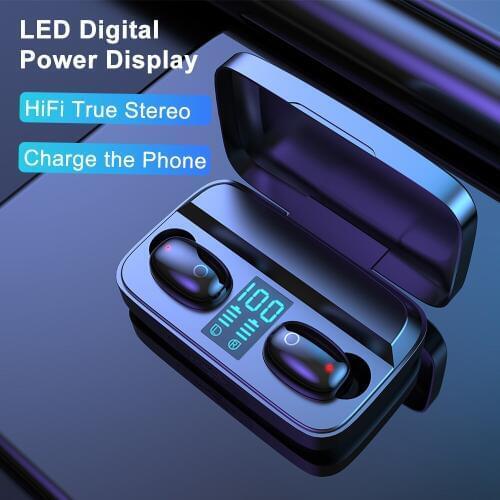 W2S Wireless Earphone 1800mAh Bluetooth 5.0 TWS Headsets LED Display with Power Bank Headphones Hifi Stereo Sport Earbuds