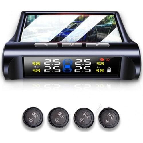 C240 Car TPMS Tyre Pressure Monitoring System Solar Power Digital LCD Display Auto Security Alarm Systems Tyre Pressure New