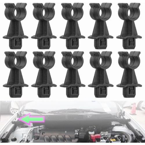 10Pcs Black Retainer Bonnet Hood Support Clip Prod Rod Holder for Nissan Qashqai Dualis J10 Navara D40 Pathfinder R51 65722EB300