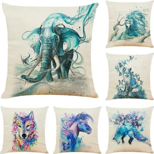 Animals Print Cushion Cover Hoga 45x45cm Decorative Funda Cojines Housse De Coussin Nordic Home Decoration Throw Pillow