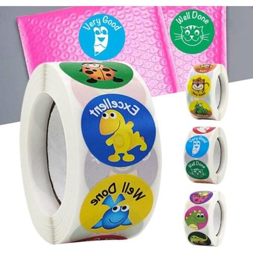 Kids Cartoon Animal Sticker Roll 500-count Stickers Round Teacher Encouragement Motivational Lable Sticker For Teacher Наклейки
