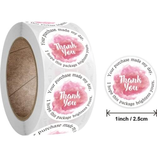50-500pcs 1 inch Thank You Sticker Labels Pink Waterproof Stickers Seal Label for Scrapbook Business Stationery Sticker