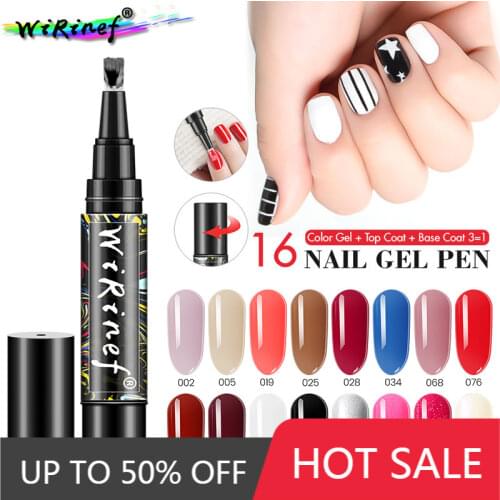 WiRinef One Step Nude Gel Lacquer For Lamp 3 In 1 Nail Art Color Varnish Pen Glitter Gel Polish Hybrid UV LED Gel Paint Glue
