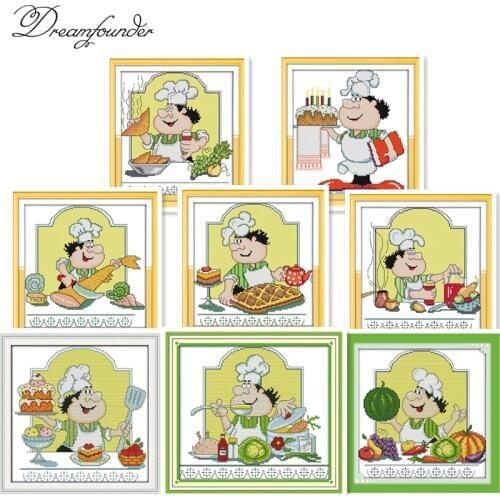 Humor chef Funny cook Kitchen decor Counted print DMC 14CT 11CT 18CT Cross Stitch Needlework kit Embroidering multi picture plus