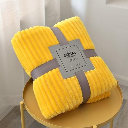 Coral Fleece soft blanket for bedspread yellow warm sofa blanket Cover Winter Warm blanket Bedspread