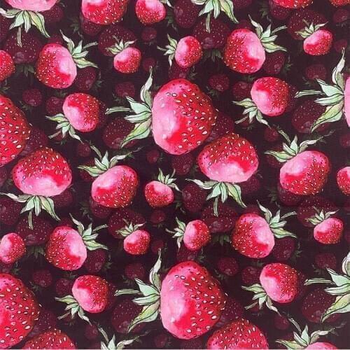Beautiful Digital Printing Black bottom Strawberry pattern 100% Cotton Fabric Sewing Material Children Fabric Diy Shirt Clothing