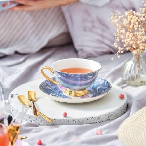 Creative Luxury Gold Outline Ceramics Coffee Set Set European British Style Home Breakfast Milk Afternoon Tea Cup Gift Box