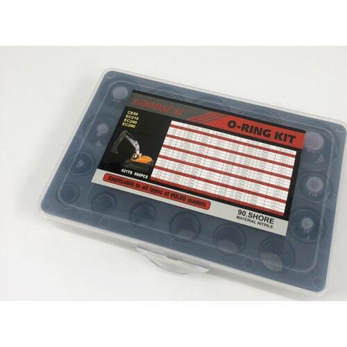Square O-ring box For Excavator VOLVO CE50 EC210 EC240 EC290 42 sizes=666 Pcs NBR 90 O-Ring kit Assortment