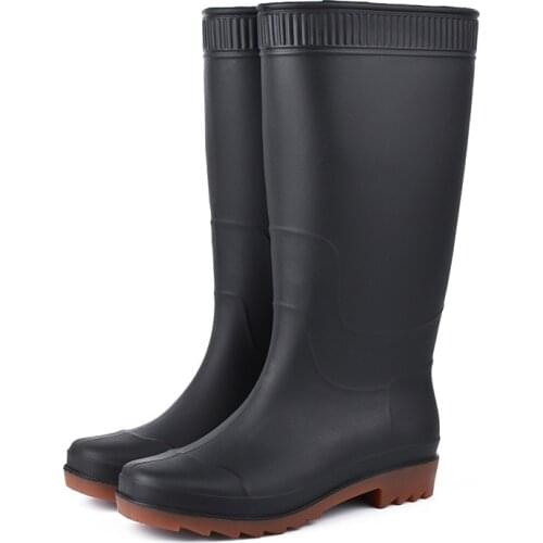 Men Outdoor Knee-high Rain Boots Mens Working Rain Boots Anti-slip Kitchen Rainboots Waterproof Water Shoes Wellies Plus Size