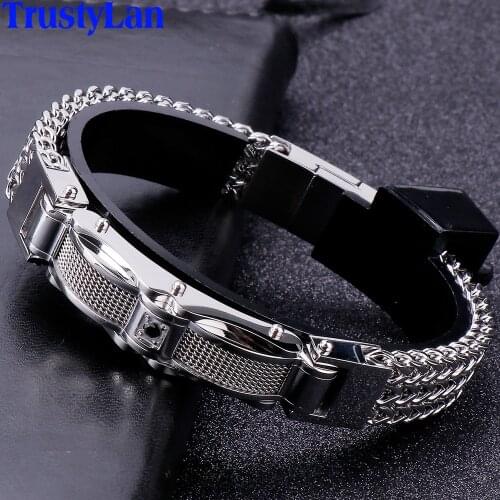 Braided Keel Mens Bracelets For Men With Magnet Clasp Male Jewelry 316L Stainless Steel Mens Friendship Bracelets 2019 Dropship