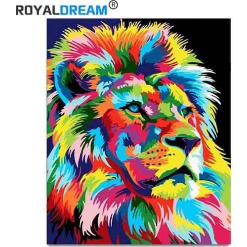 ROYALDREAM Painted lion DIY Painting By Numbers Canvas Painitng Home Wall Art Picture Coloring By Numbers For Home Decor