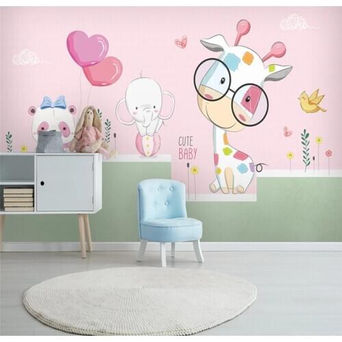 Custom Mural Wallpaper Minimalism Style Small Animal Childrens Room Decoration Background Wall Painting