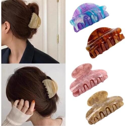New Ins Marbling Hair Clips For Women Girl Ponytail Hair Claw Bun Hairdo Hair Crab Clamp Fashion Barrette Hairgrip Holder Gift