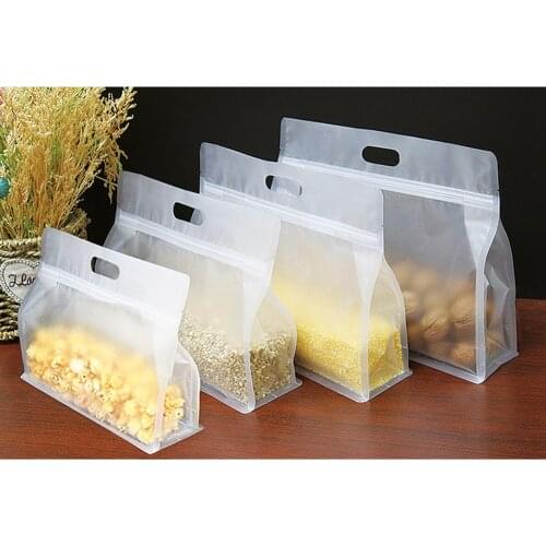 Transparent Stand Up Food Bag Resealable Zipper Thickened Snack Packing Plastic Portable Storage Sealing Container Carry Pouch