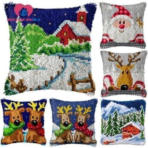 Christmas Gfit embroidery pillow latch hook rug kits diy rugs cross stitch pillow cross-stitch pillow do it yourself home decor