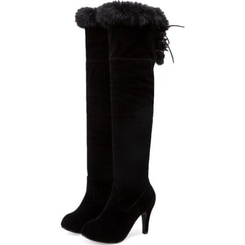 Big Size thigh high boots knee high boots over the knee boots women ladies boots Fleece after binding with suede
