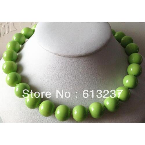 8mm 10mm 12mm 14mm green baking paint glass round beads chains rope necklace for women hot sale choker jewelry 18inch MY4724