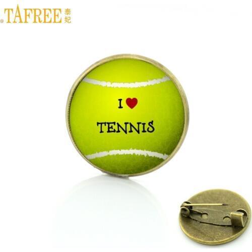 TAFREE exquisite popular I Love Tennis brooch pin summer fashion sports tennis ball photo badge brooches men women jewelry SP661
