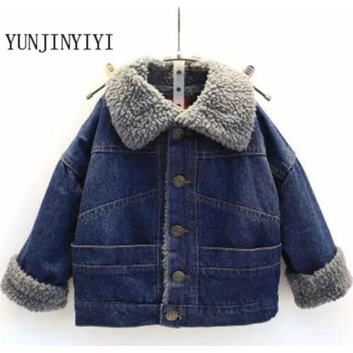 Boy warm winter jacket 2018 new fashion children long sleeve thickening comfortable childrens clothing denim jacket