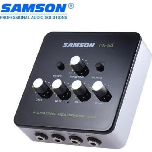 Samson QH4 Ultra-compact 4-Channel Mini Audio Stereo DJ Monitoring Headphone Amplifier Amp with Power Adapter