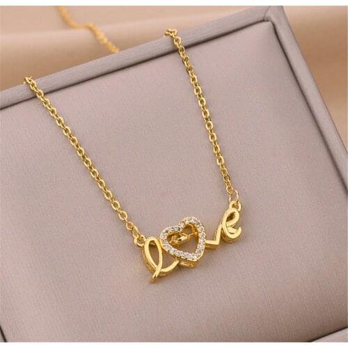 316L Stainless Steel 520 Smart Gold Titanium Steel Valentines Day Love Letter Pendant Heartbeat Clavicle Chain No Fade