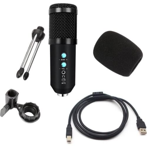 USB Podcast Microphone for Live Streaming Gaming Vocal Recording Built-In High Sensitivity Chip Background Noise Reduce