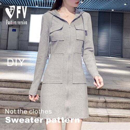 Pattern making womens knitted hooded guard clothes cutting drawings 1:1 pattern shop BWY-24