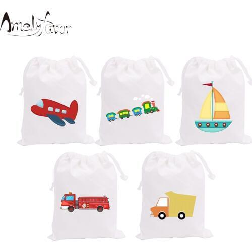 Transportation Theme Party Bags Candy Bag Gift Bags Airplane Sailboat Train Car Decorations Grand Event Party Container Supplies