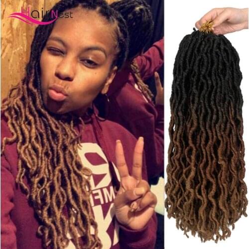 Hair Nest Goddess Locs Crochet Hair Kanekalon Fiber Curly Faux Locs African Roots Dreadlocs Synthetic Braiding Hair Extensions