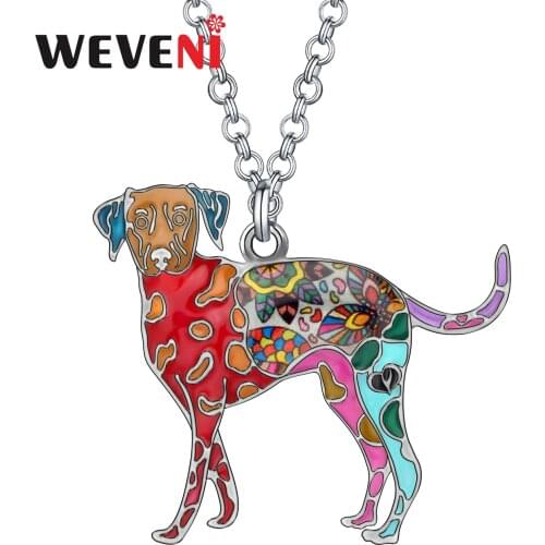 WEVENI Floral Enamel Alloy Spot Dog Necklace Choker Long Cute Animal Pendant Jewelry For Women Kids Friends Birthday Gift Charms