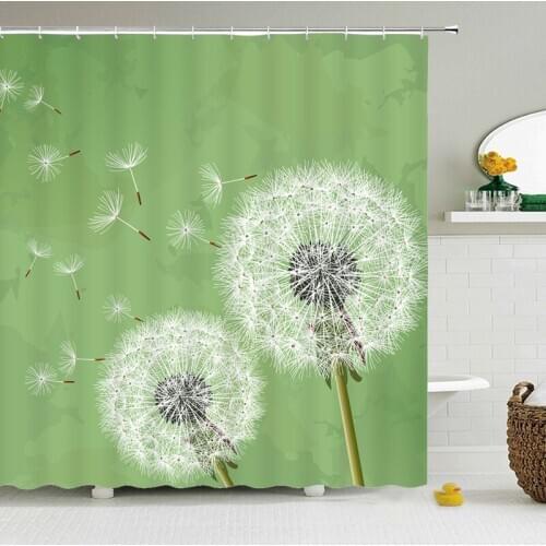 Dandelion Flower Plant Shower Curtain Bathroom Screens Waterproof Polyester Fabric for Bathtub Home Decor Accessories With Hook