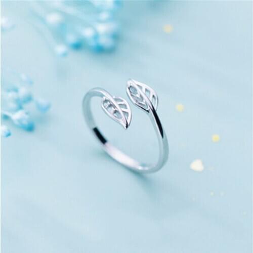 Punk Silver Color Leaf Finger Rings For Women Antique Ring Christmas Gifts Jewelry