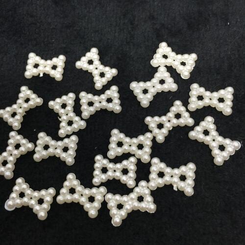 100pcs Ivory Nail Arts Bows Pearls Confetti Flatbacks For Scrapbooking Embellishments Cardmaking 9x12mm