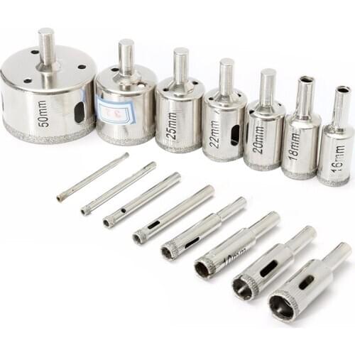 15Pcs 3-50mm Drill Bit Hole Saw Cutter Tool Glass Marble Ceramic CNIM Hot