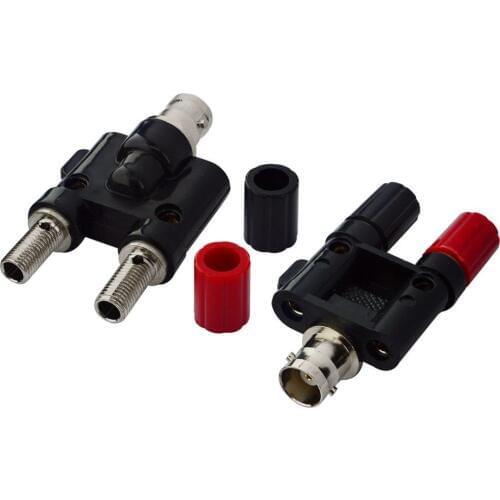 2 Pieces Red/black BNC Female Jack to 2 Binding Posts Banana Female Jack TEST Adapter Connector