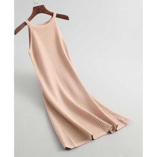 2020 Knitting Sleeveless Strap Winter Women Long Pullovers Sweater Bodycon Dress Tricot Pull Femme