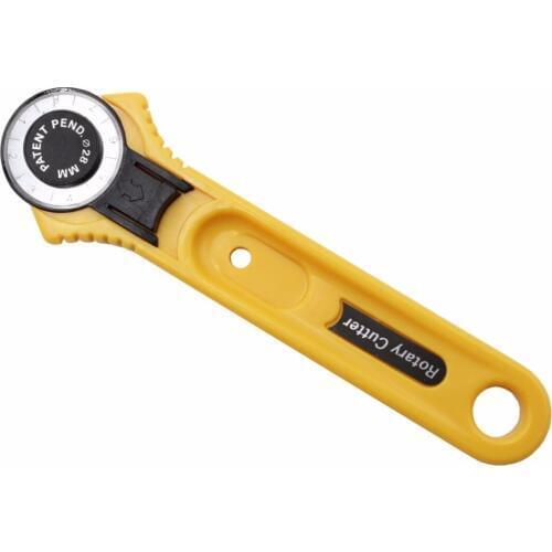 28 mm circular crushing rotary blade yellow patchwork fabric with leather